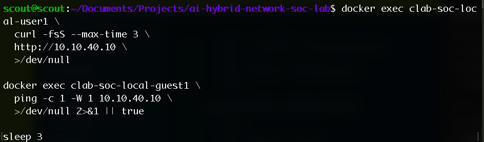 Checking allowed and blocked traffic — lab screenshot 1