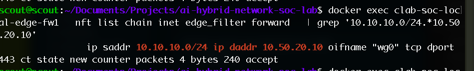 Confirming firewall decisions with counters — lab screenshot 1