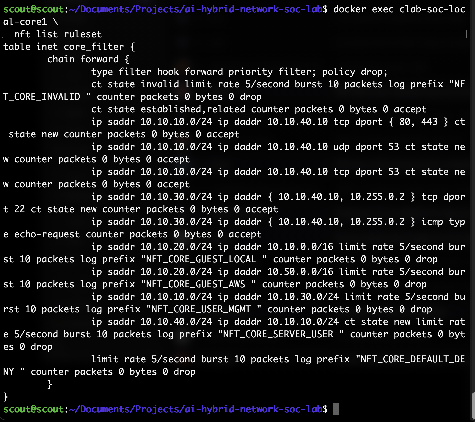 Firewall policy: inter-VLAN segmentation — lab screenshot 1