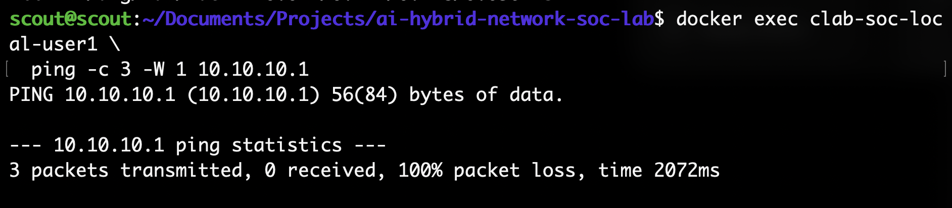 Firewall policy: protecting the routers — lab screenshot 2
