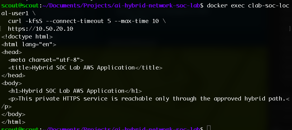 Observing the AWS HTTPS connection — lab screenshot 1